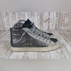 P448 Shimmery Gray and Black Sneakers